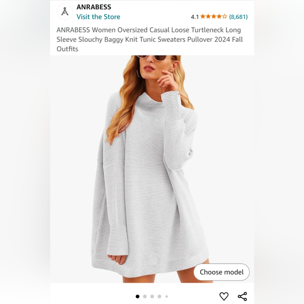 Anrabess Women Oversized High Boatneck Collared Pullover Sweater - Grey